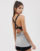 Asos 4505 Cross Back Elastic Wrap Cami Top-gray