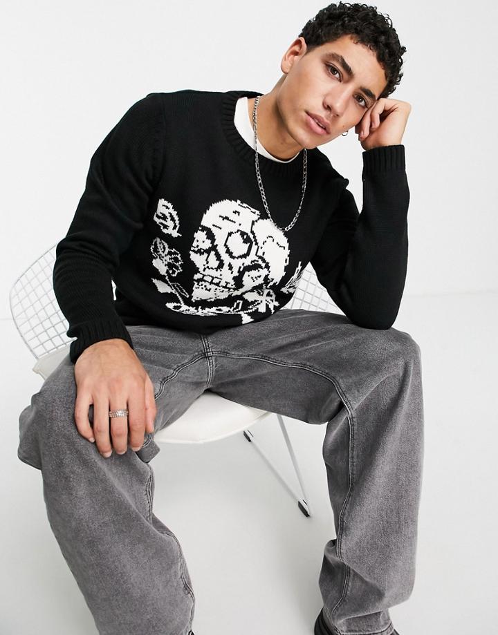 Bolongaro Trevor Moth Skull Sweater-black