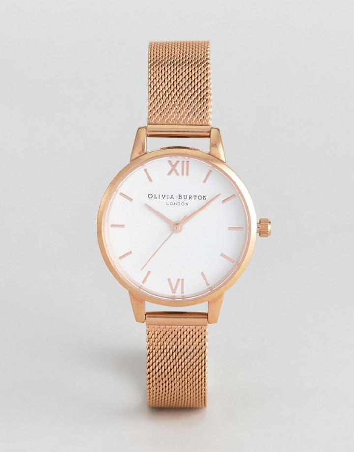 Olivia Burton Ob16mdw01 Hackney Midi Mesh Watch In Rose Gold