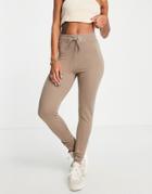 Topshop Skinny Fit Soft Brushed Sweatpants In Chocolate-brown