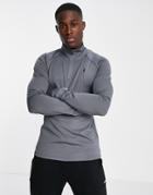Asos 4505 Icon Muscle Fit Training Sweatshirt With 1/4 Zip-grey