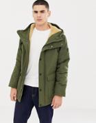 Esprit Hooded Parka With Teddy Lining In Light Khaki - Green