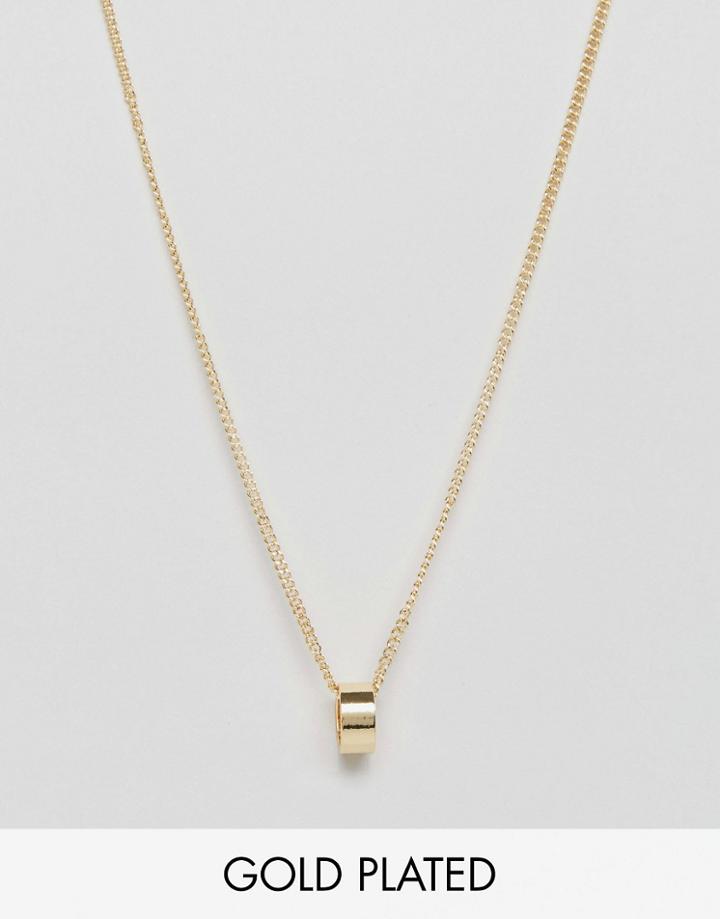 Nylon Gold Plated Necklace With Circle - Gold Plated