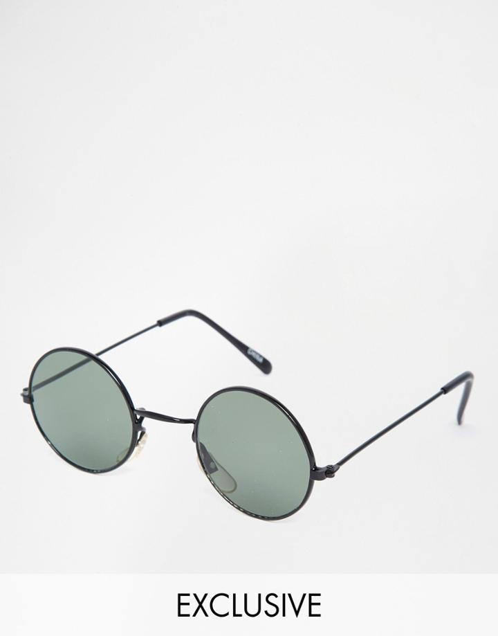 Hindsight Vintage Gamble Round Sunglasses - Black