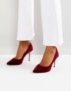 Head Over Heels By Dune Alana Velvet Pointed Pumps - Red