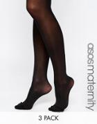 Asos Maternity 'new Improved Fit' 3 Pack 50 Denier Tights - Black