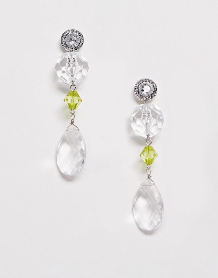 Asos Design Drop Earrings With Resin Beads-multi