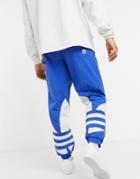 Adidas Originals Sweatpants In Blue With Oversized Trefoil