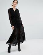 Vero Moda Tiered Prarie Maxi Dress - Black