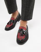 Truffle Collection Plaid Loafer In Black & Red - Black
