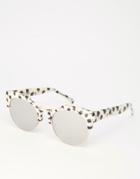 Asos Round Sunglasses In Cp With High Nose And Flat Lens - Mono
