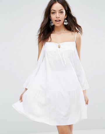 Max C London Cold Shoulder Mini Beach Dress - White