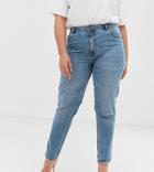 Vero Moda Curve High Waist Acid Wash Mom Jean - Blue