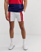 Asos Design Jersey Skinny Shorts In Shorter Length With Stripes In White - White