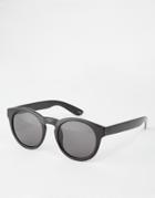 Monki Retro Round Sunglasses - Solid Black