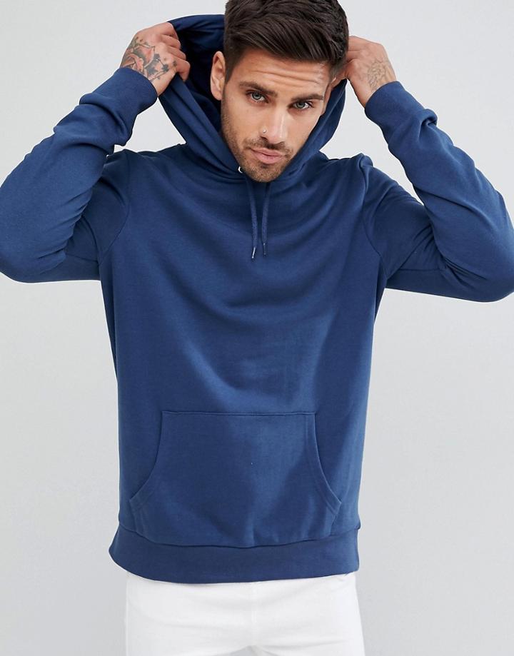 New Look Hoodie In Dark Blue - Blue