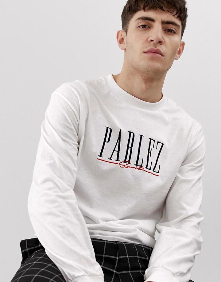 Parlez Johnson Long Sleeve T-shirt With Embroiderd Sport Script Logo In White - White