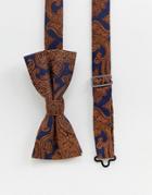 Twisted Tailor Bow Tie In Navy With Gold Paisley Jacquard - Navy