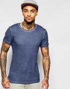 Asos Extreme Muscle T-shirt In Rib With Oil Wash In Blue - Blue