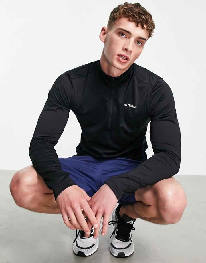 Adidas Outdoors Terrex Half Zip Top In Black