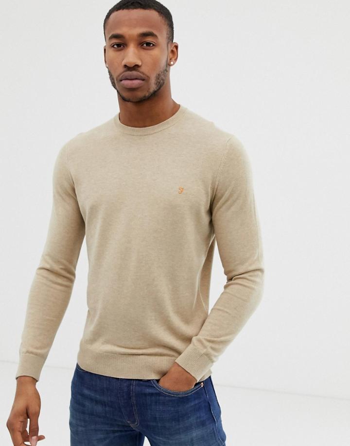Farah Mullen Cotton Crew Neck Sweater In Sand-tan