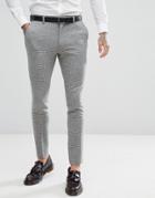 Asos Super Skinny Suit Pants In Gray Houndstooth - Gray