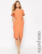 Asos Petite Wiggle Dress In Crepe With Open Wrap Back And D-ring - Rust $39.00