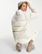 The North Face 1996 Retro Nuptse Leopard Print Jacket In White