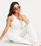 South Beach Exclusive Relaxed One Shoulder Textured Knit Tank Top In White - Part Of A Set
