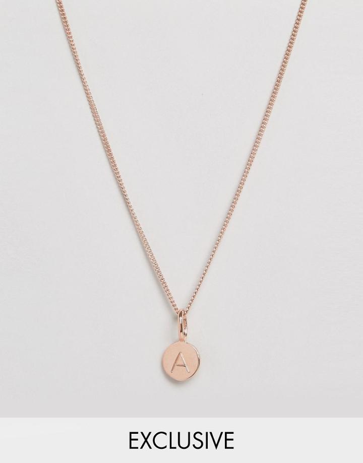 Katie Mullally Rose Gold Plated Necklace With Initial A Pendant - Gold