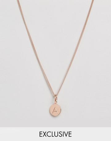 Katie Mullally Rose Gold Plated Necklace With Initial A Pendant - Gold