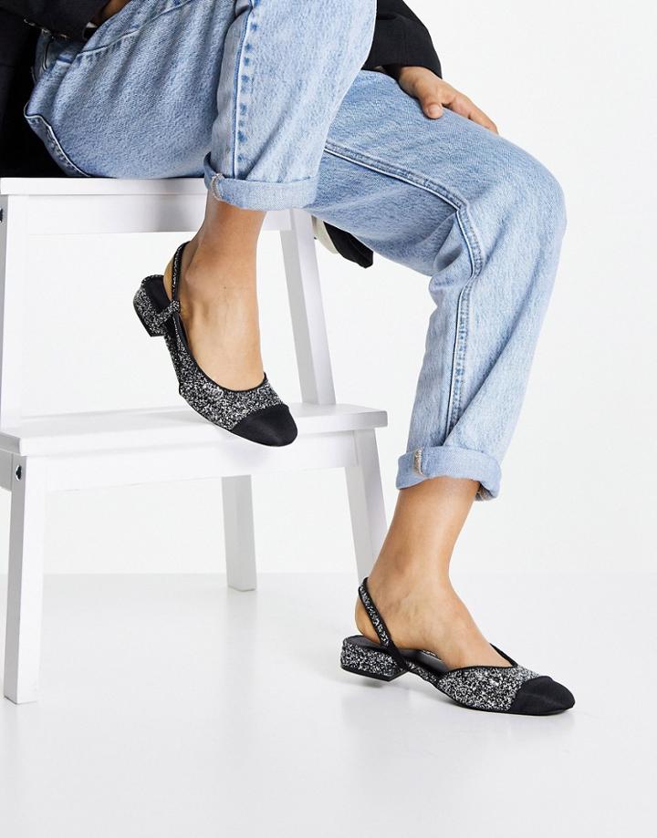 Asos Design Lively Slingback Ballet Flats In Silver Glitter
