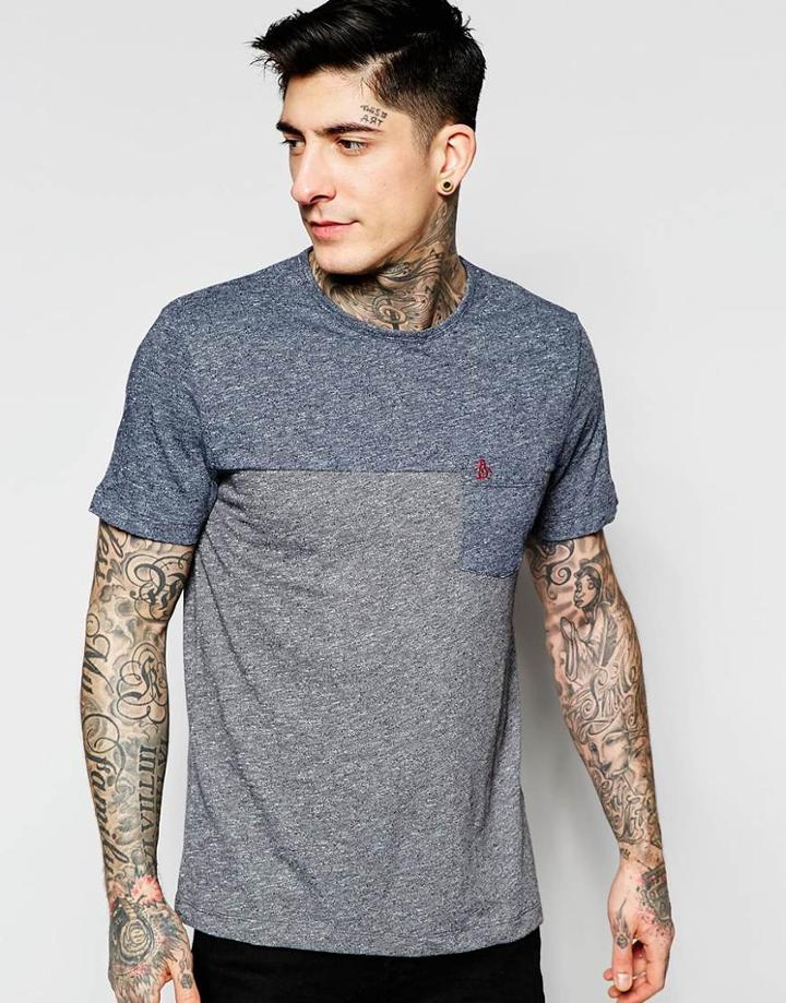 Original Penguin Embroidered Logo T-shirt - Gray