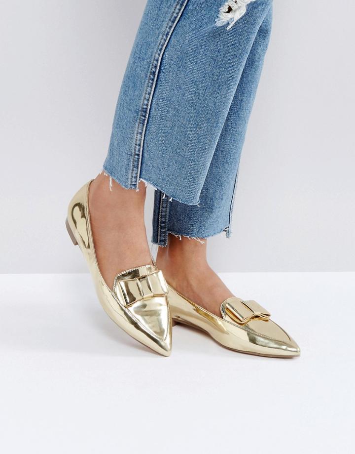 Asos Latter Loafer Ballet Flats - Gold