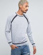Asos Sweater With Contrast Mesh Raglan Sleeves And Hem - Gray