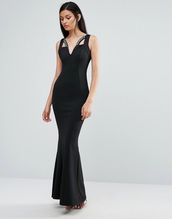 Jessica Wright Fishtail Maxi Dress With Cut Out Detail - Black