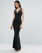 Jessica Wright Fishtail Maxi Dress With Cut Out Detail - Black