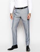 Asos Slim Fit Suit Pants In Linen - Blue