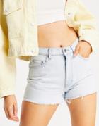 & Other Stories Dream Organic Cotton Cut Off Denim Shorts In Light Blue-white