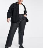 Dr Denim Plus Li High Waist Straight Leg Jeans In Coated Black