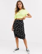 Daisy Street Midi Skirt With Ruching In Floral