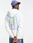 Asos Design Oversized Hoodie In Light Blue With Photographic Flower Back Print