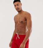 Asos Design Tall Swim Shorts In Red In Mid Length