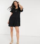 Esmee Exclusive Tiered Jersey Beach Mini Dress In Black