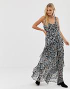 Religion Midi Dress With Ruffle Detail In Leopard-gray
