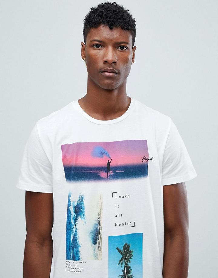 Jack & Jones Originals T-shirt With Mixed Graphics - White