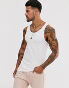 River Island Muscle Fit Tank In White