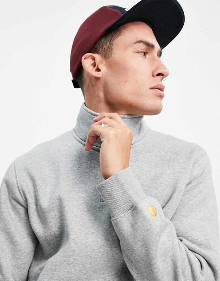 Carhartt Wip Chase Half Zip Sweastshirt In Gray