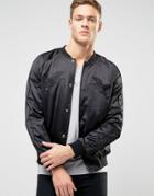 New Look Embroidered Sateen Bomber In Black - Black
