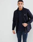 Le Breve Padded Check Jacket - Navy